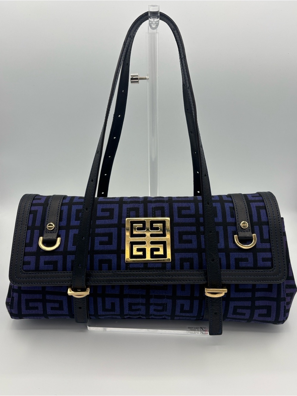 Givenchy Black & Navy Shoulder Bag with Gold Hardware